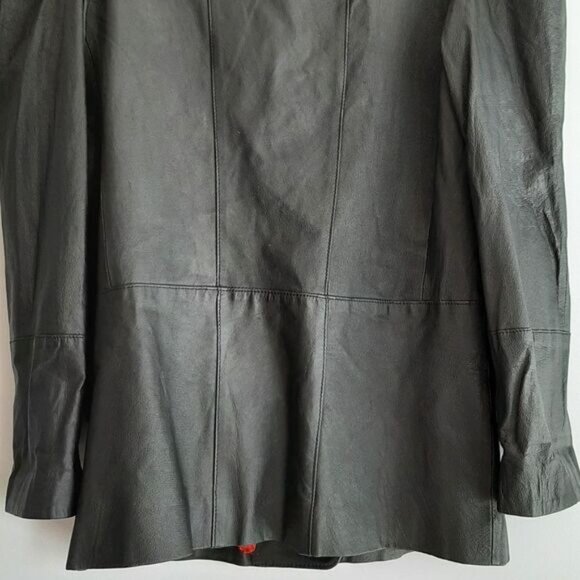 VINTAGE Genuine Leather Jacket Blazer Pleated Shoulders Sz M | Eur 38 - Picture 11 of 16